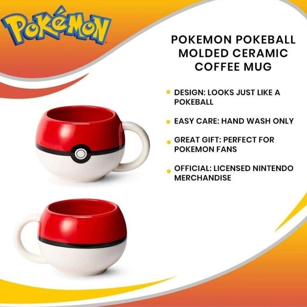 Pokemon Pokeball Ceramic Coffee Mug Set Officially Licensed Nintendo Merchandise - Picture 5 of 5